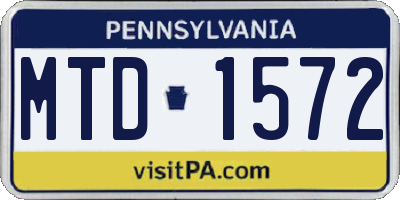 PA license plate MTD1572