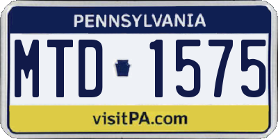 PA license plate MTD1575