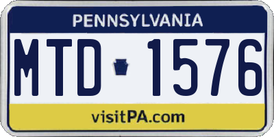 PA license plate MTD1576