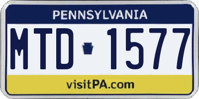 PA license plate MTD1577