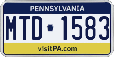 PA license plate MTD1583