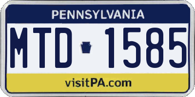 PA license plate MTD1585