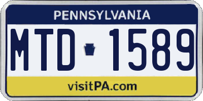 PA license plate MTD1589