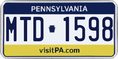 PA license plate MTD1598