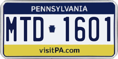 PA license plate MTD1601