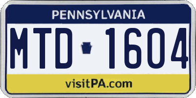 PA license plate MTD1604