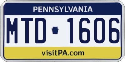 PA license plate MTD1606