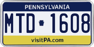 PA license plate MTD1608