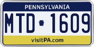 PA license plate MTD1609