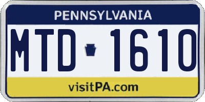 PA license plate MTD1610