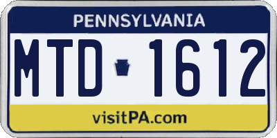 PA license plate MTD1612