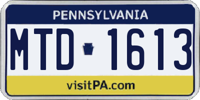 PA license plate MTD1613