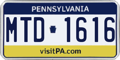 PA license plate MTD1616
