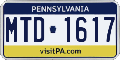 PA license plate MTD1617