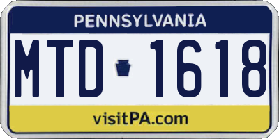 PA license plate MTD1618