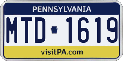 PA license plate MTD1619