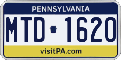PA license plate MTD1620