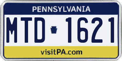 PA license plate MTD1621