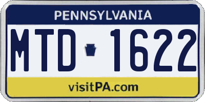 PA license plate MTD1622