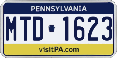 PA license plate MTD1623