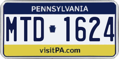 PA license plate MTD1624