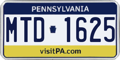PA license plate MTD1625