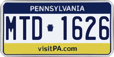 PA license plate MTD1626