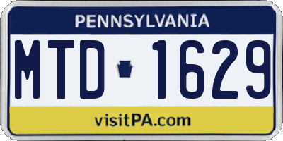 PA license plate MTD1629