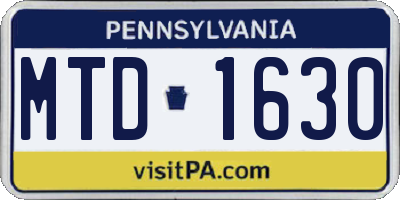 PA license plate MTD1630