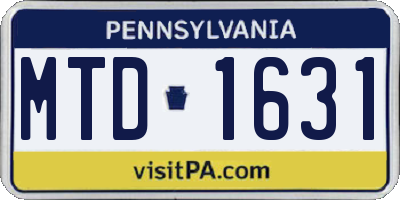 PA license plate MTD1631