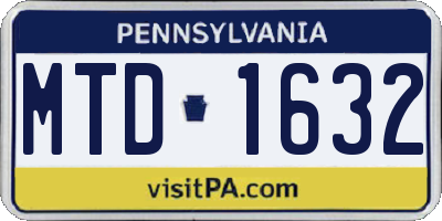 PA license plate MTD1632