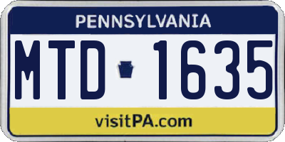 PA license plate MTD1635