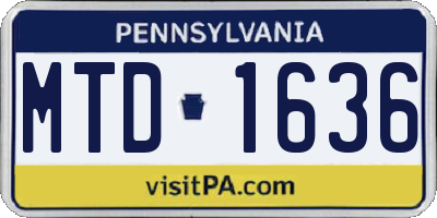 PA license plate MTD1636
