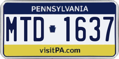 PA license plate MTD1637