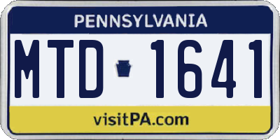 PA license plate MTD1641