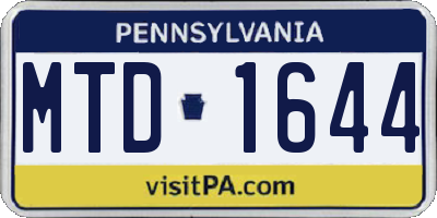 PA license plate MTD1644