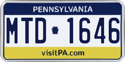 PA license plate MTD1646