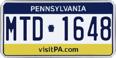 PA license plate MTD1648