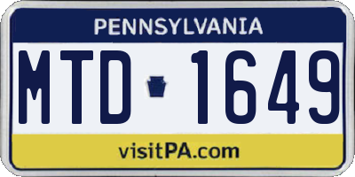 PA license plate MTD1649