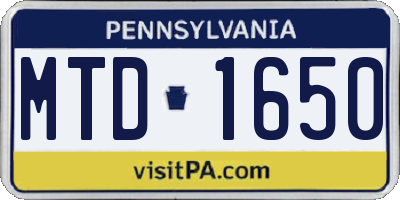 PA license plate MTD1650