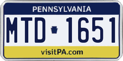 PA license plate MTD1651