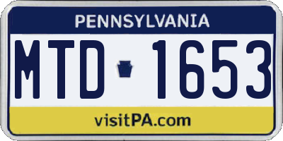 PA license plate MTD1653