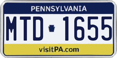 PA license plate MTD1655