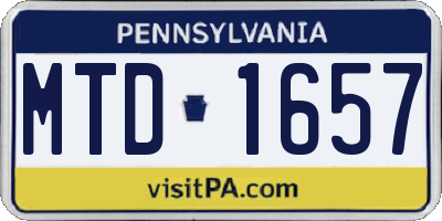 PA license plate MTD1657