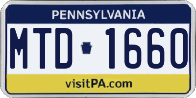 PA license plate MTD1660