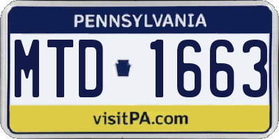 PA license plate MTD1663