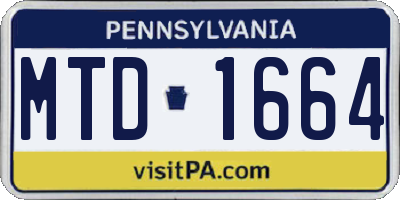 PA license plate MTD1664