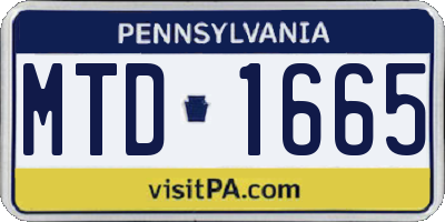 PA license plate MTD1665