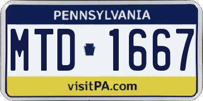PA license plate MTD1667