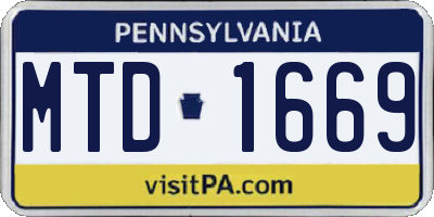 PA license plate MTD1669
